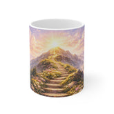 Scenic Sunrise Mountain Stairway Mug — Inspirational Landscape Coffee Cup