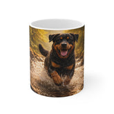 Rottweiler Running Dog Photo Coffee Mug – Happy Pup Splash 11oz