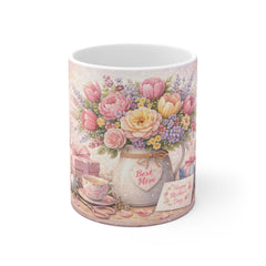 Mother's Day Floral Mug – 'Best Mom' Bouquet Coffee Cup