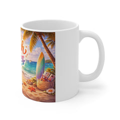 Beach Vibes Mug — Tropical Sunset Coffee Cup with 'Beach Vibes' Design