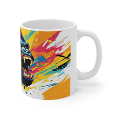 Colorful Roaring Gorilla Mug — Vibrant Pop Art Animal Coffee Cup