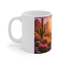 Desert Vibes Mug — 11oz Scenic Cactus Sunrise Coffee Cup