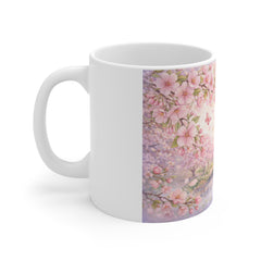 Cherry Blossom Scenic Mug — Pink Sakura Bridge Coffee Cup