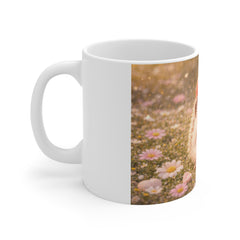 Cute Hedgehog Mug — Adorable Strawberry Hat Coffee Cup, Floral Cute Animal Gift