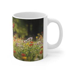 Fawn in Wildflower Meadow Mug — Cute Deer Coffee Cup, Nature Lover Gift