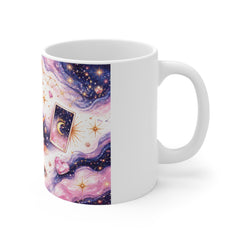 Mystical Moon & Crystals Mug — Cosmic Tarot, Eye & Celestial Pink Art Coffee Cup