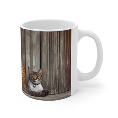 Cat Photo Coffee Mug — Ginger Tabby on Rustic Wood