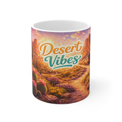 Desert Vibes Mug — 11oz Scenic Cactus Sunrise Coffee Cup
