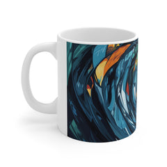 Ocean Wave Art Mug — Abstract Surf Blue Ceramic Coffee Cup