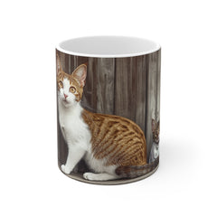Cat Photo Coffee Mug — Ginger Tabby on Rustic Wood