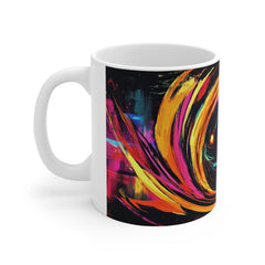 Abstract Neon Swirl Mug – Colorful Psychedelic Coffee Cup