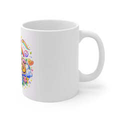 Vibes Rainbow Mug — Colorful Retro Rainbow & Flowers Coffee Cup