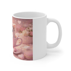 Cute Kitten in Teacup Mug — Pink Heart Cat Coffee Cup, Sweet Dessert Aesthetic Gift