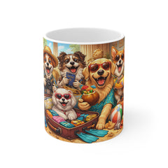 Beach Vacation Dogs Mug – Cute Corgi & Golden Retriever Travel Coffee Cup