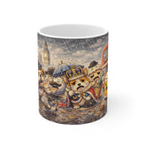 London Bulldog Tea Time Mug — Cute British Dogs in the Rain 11oz