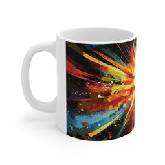 Color Burst Ceramic Mug — Vibrant Abstract Splash 11oz Coffee Cup