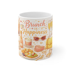 Brunch Is Happiness Mug — Cute Breakfast & Bubbles Coffee Cup