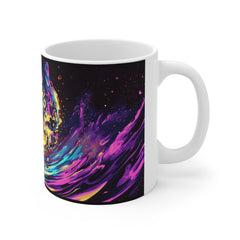 Cosmic Wave Ceramic Mug — Vibrant Neon Ocean Art Coffee Cup