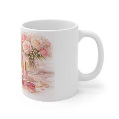 Rosé Glam Coffee Mug – Chic Blush Aesthetic Design