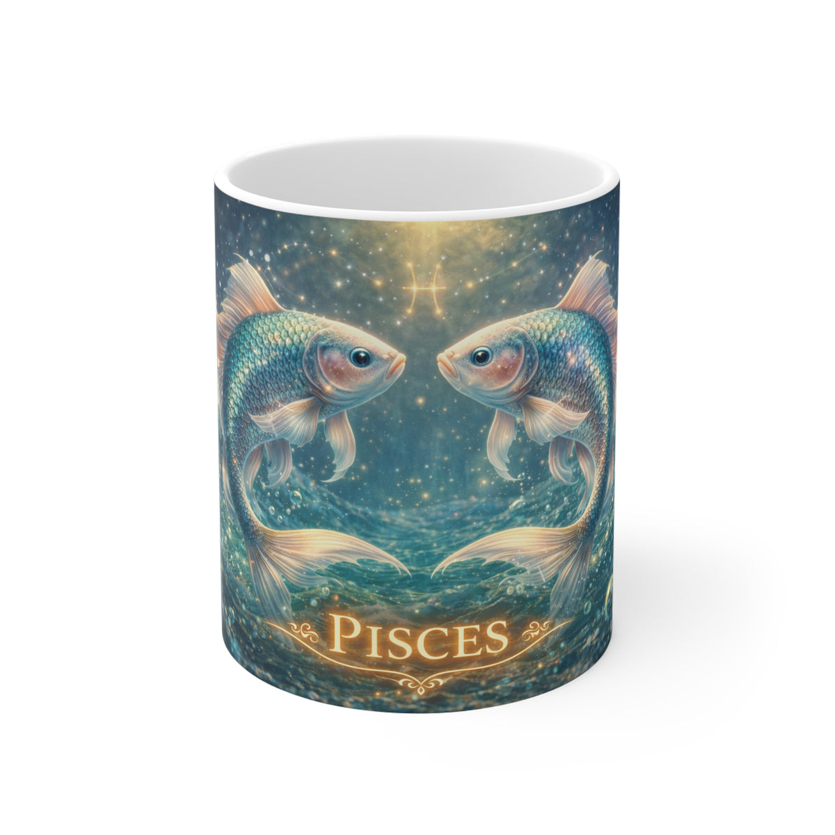 Pisces Zodiac Mug — Celestial Twin Fish Astrology Coffee Cup (11oz)