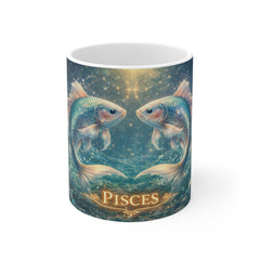 Pisces Zodiac Mug — Celestial Twin Fish Astrology Coffee Cup (11oz)