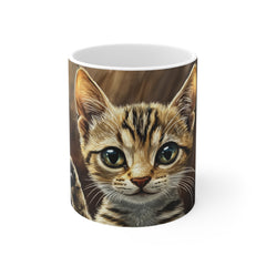 Cute Tabby Kitten Coffee Mug — Adorable Cat Portrait 11oz