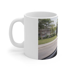 Dog Photo Mug — Funny Happy Pup Car Ride 11oz Ceramic Coffee Cup