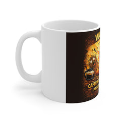 Warning! Caffeinated Chicken Zone Mug — Funny Coffee Mug for Chicken Lovers