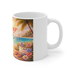 Summer Fun Beach Mug — Retro Tropical 11oz Coffee Cup