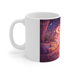 Sweet Dreams Mug — Cozy Nighttime Bedroom Illustration Coffee Cup