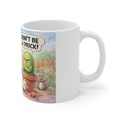 Funny Garden Mug — "Get Off My Lawn!" Flower & Cactus Cartoon Coffee Cup