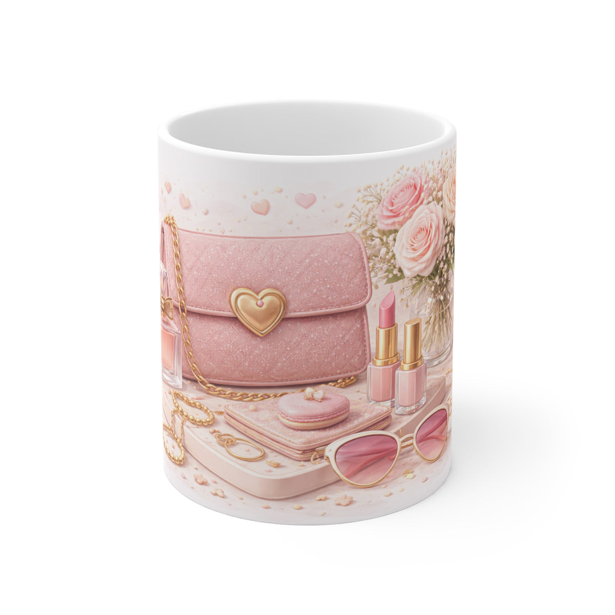 Rosé Glam Coffee Mug – Chic Blush Aesthetic Design