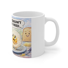Funny Breakfast Mug – "Don't Go Bacon My Heart" Cartoon Bacon, Egg & Syrup Coffee Cup