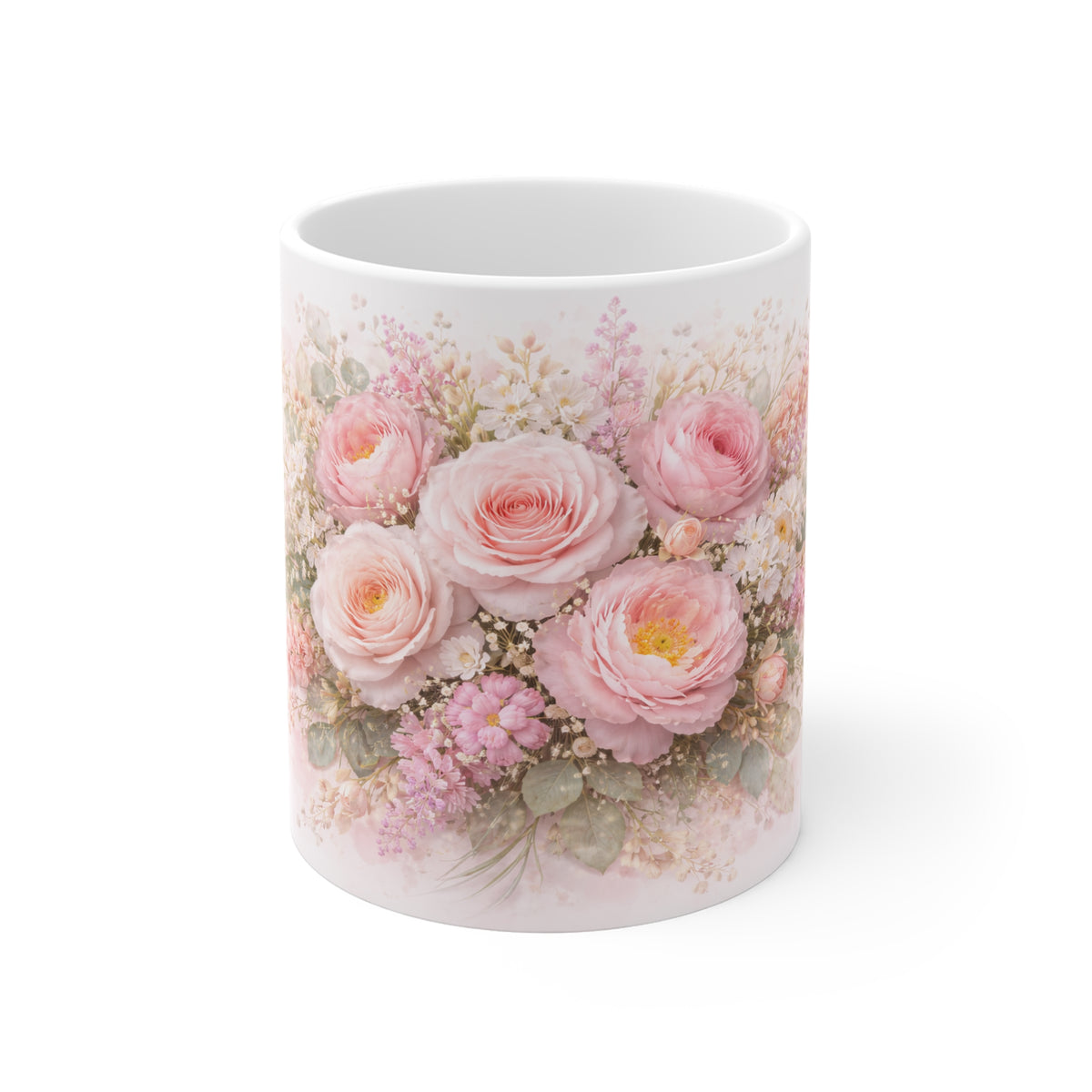 Petal Grace Mug – Soft Blush Floral Design
