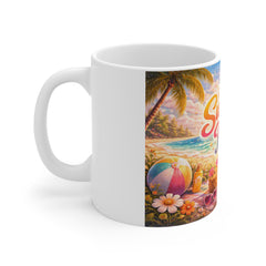 Summer Fun Beach Mug — Retro Tropical 11oz Coffee Cup