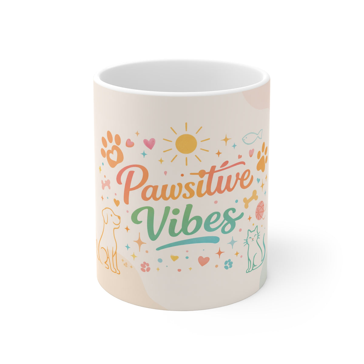 Pawsitive Vibes Mug — Cute Dog & Cat Coffee Cup, Pet Lover Gift