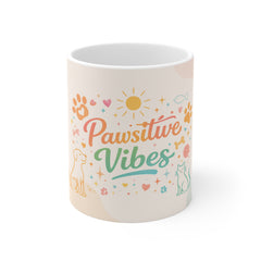 Pawsitive Vibes Mug — Cute Dog & Cat Coffee Cup, Pet Lover Gift