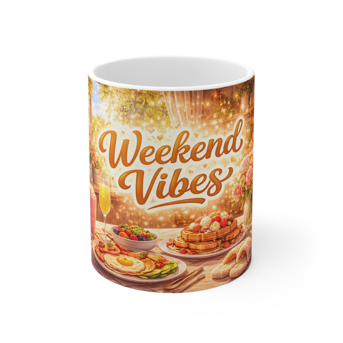 Weekend Vibes Mug — Cozy Breakfast Scene Coffee Cup