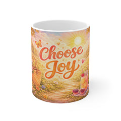 Choose Joy Mug — Floral Sunlit Picnic Inspirational Coffee Cup