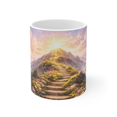 Scenic Sunrise Mountain Stairway Mug — Inspirational Landscape Coffee Cup