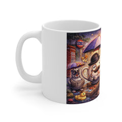 Whimsical London Morning Mug — Cute Tea & Toast Characters Design