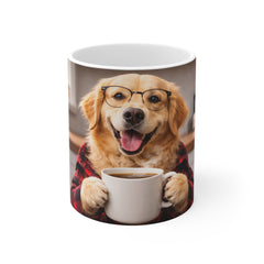 Golden Retriever Coffee Mug — Cute Dog Holding Coffee Photo Mug