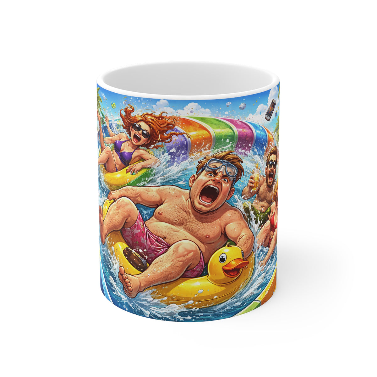 Funny Waterpark Mug — Colorful Tubing Ride Coffee Cup