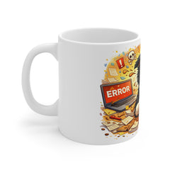 Coffee Panic Mug — Funny Stressed Dog Error Office Ceramic Coffee Cup