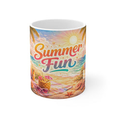 Summer Fun Beach Mug — Retro Tropical 11oz Coffee Cup