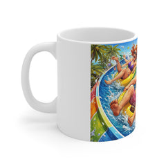 Funny Waterpark Mug — Colorful Tubing Ride Coffee Cup