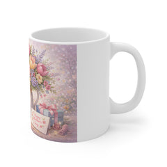 Mother's Day Floral Mug – 'Best Mom' Bouquet Coffee Cup