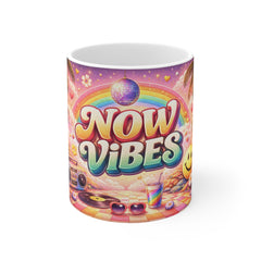 Now Vibes Mug — Retro Rainbow Disco Coffee Cup