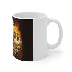 Warning! Caffeinated Chicken Zone Mug — Funny Coffee Mug for Chicken Lovers