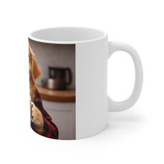 Golden Retriever Coffee Mug — Cute Dog Holding Coffee Photo Mug